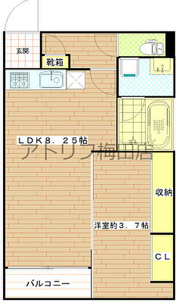 大阪府大阪市北区松ケ枝町(賃貸マンション1LDK・3階・38.71㎡)の写真 その2