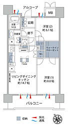 サンデュエル会津中央通り 2LDKの間取図画像