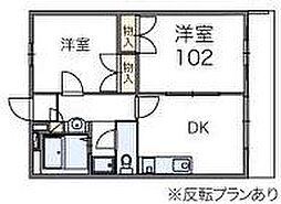 パレスコートミカツ 2DKの間取図画像