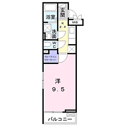 ヒノカ1 1Kの間取図画像