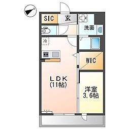 ヴィラ・フィオーレ 1LDKの間取図画像