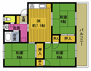 第2江藤ビル 102｜大分県大分市大字羽田(賃貸マンション3DK・1階・56.00㎡)の写真 その2