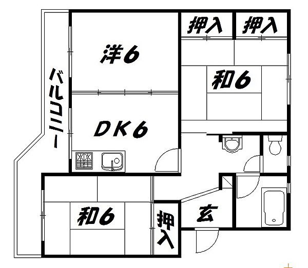 静岡県浜松市中央区長鶴町(賃貸マンション3DK・2階・50.85㎡)の写真 その2