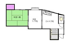 アリーナハイツ 2階2Kの間取り