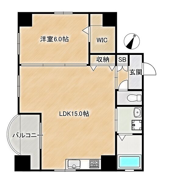 クレールコート北長狭III 502｜兵庫県神戸市中央区北長狭通３丁目(賃貸マンション1LDK・5階・47.00㎡)の写真 その2