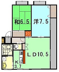 沖ビル 2LDKの間取図画像