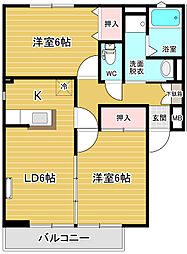 サンビレッジアビィA 2LDKの間取図画像