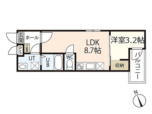 広島県広島市中区江波本町(賃貸アパート1LDK・2階・29.39㎡)の写真 その2