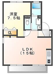 カーサ・フローラ 1LDKの間取図画像