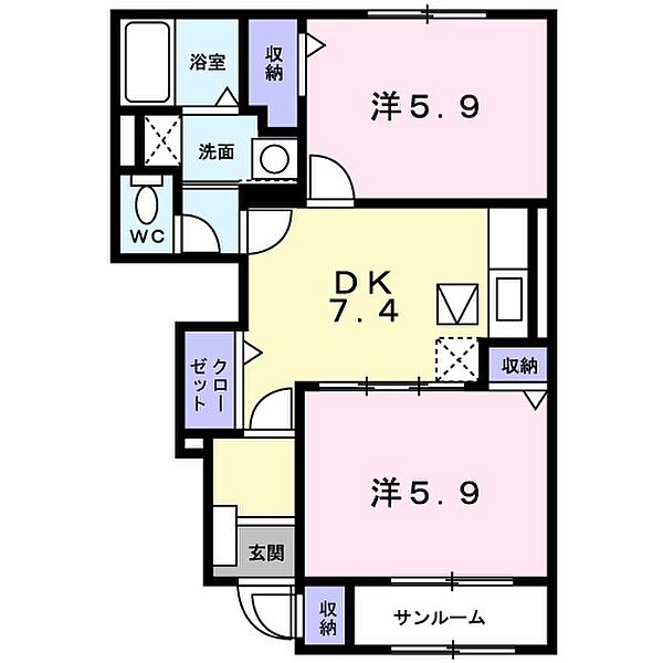 アルモニーハイツ　II ｜京都府舞鶴市天台新町(賃貸アパート2DK・1階・51.06㎡)の写真 その2