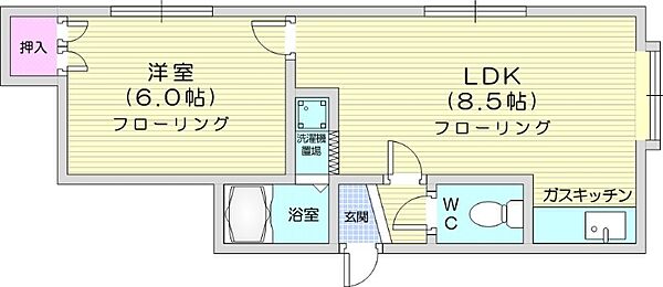 フラリッシュ1 ｜北海道札幌市東区北四十六条東3丁目(賃貸アパート1LDK・2階・30.00㎡)の写真 その2