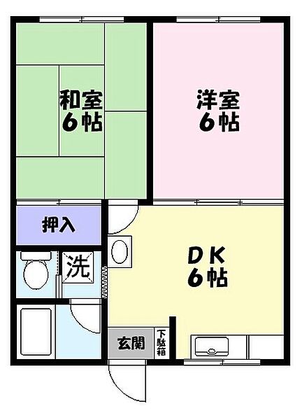 クリーンハイツ A-203｜鳥取県米子市博労町３丁目(賃貸アパート2DK・2階・39.70㎡)の写真 その2