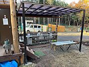キャンプ場ヒノキの森洗い場・お湯が出ます。