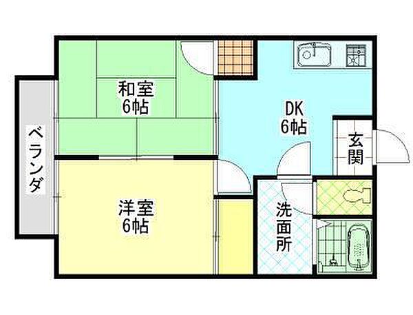 プロヴァンスＢ ｜広島県福山市千田町2丁目(賃貸アパート2DK・2階・39.74㎡)の写真 その2