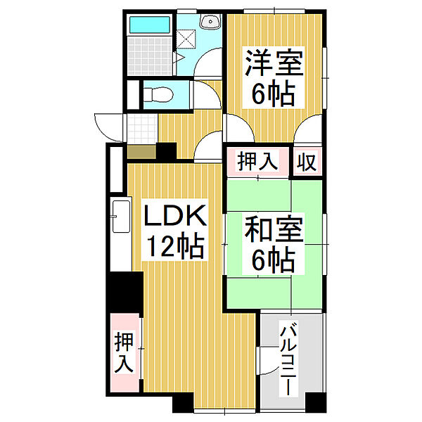 カーサスズキ ｜長野県長野市若宮1丁目(賃貸マンション2LDK・1階・52.00㎡)の写真 その2