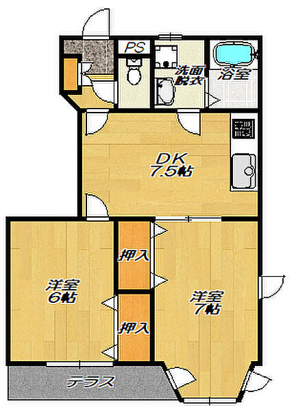 大阪府寝屋川市高倉1丁目(賃貸アパート2DK・1階・40.00㎡)の写真 その2