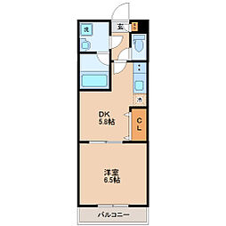 ベルメゾン新田東 1DKの間取図画像
