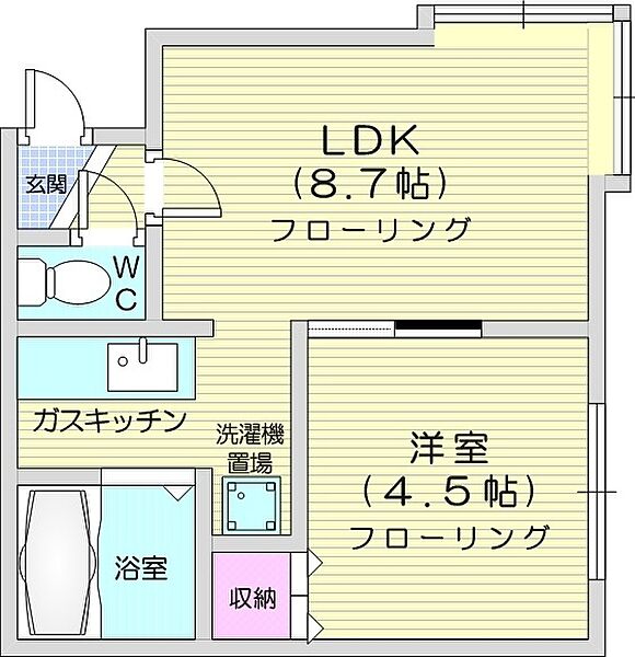 フラリッシュ2 ｜北海道札幌市東区北四十六条東3丁目(賃貸アパート1LDK・2階・26.73㎡)の写真 その2