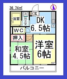 メゾンヤマゴ 2DKの間取図画像