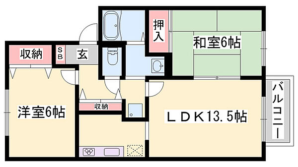 メルベーユ ｜兵庫県加西市北条町北条(賃貸アパート2LDK・2階・59.58㎡)の写真 その2