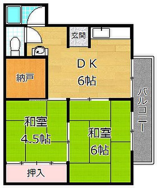 翠香園コーポ百合 ｜大阪府枚方市北中振１丁目(賃貸マンション2SDK・3階・40.77㎡)の写真 その2