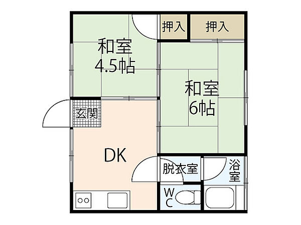 旭アパート　B棟 0203｜広島県広島市佐伯区八幡3丁目(賃貸アパート2DK・2階・33.70㎡)の写真 その2