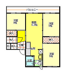 ヴィラナリー芦別 2LDKの間取図画像