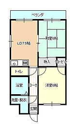 バース瀬戸 2DKの間取図画像
