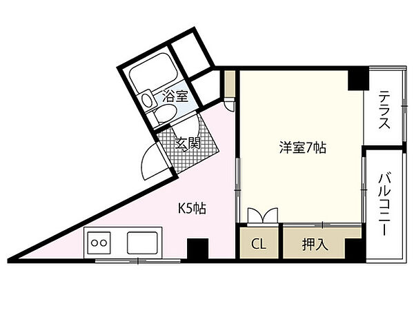 宮田ビル ｜広島県広島市東区二葉の里1丁目(賃貸マンション1K・2階・24.20㎡)の写真 その2