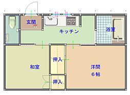 サンライフ貝地 2Kの間取図画像