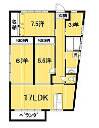 ポラリス日の出IV 2階3SLDKの間取り