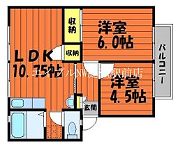 コーポ大高　B棟  ｜ 岡山県倉敷市西富井（賃貸アパート2LDK・2階・46.03㎡） その2