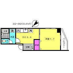 リヴァージュ・コート 1DKの間取図画像