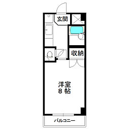 シャレード北仙台 1Kの間取図画像