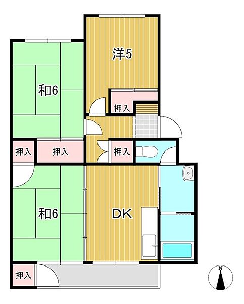 多賀ハイツA 202｜茨城県日立市千石町３丁目(賃貸マンション3DK・2階・54.54㎡)の写真 その2