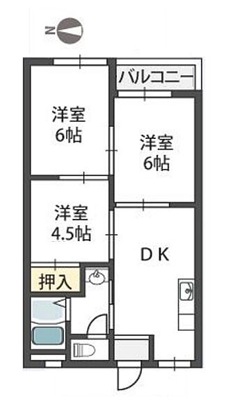 山元マンション ｜大阪府羽曳野市高鷲９丁目(賃貸マンション3DK・3階・48.33㎡)の写真 その4