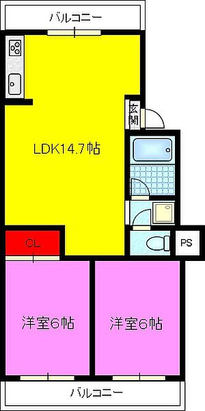 コンフィー鴻池新田駅前 ｜大阪府東大阪市鴻池本町(賃貸マンション2LDK・2階・51.44㎡)の写真 その2