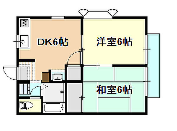 岡山県岡山市北区白石(賃貸アパート2DK・2階・39.74㎡)の写真 その2