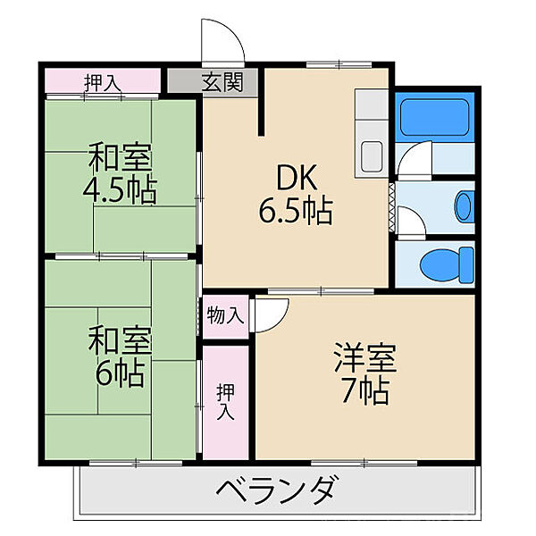 第一八幸マンション ｜大阪府寝屋川市上神田1丁目(賃貸マンション3DK・2階・55.00㎡)の写真 その2