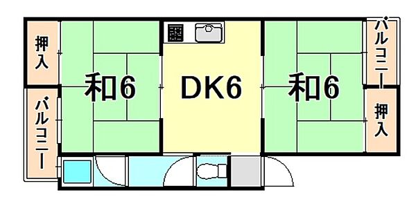 兵庫県尼崎市西難波町２丁目(賃貸マンション2DK・1階・42.67㎡)の写真 その2