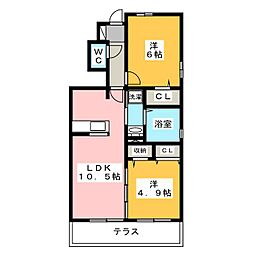 サンガーデンNEXT 2LDKの間取図画像