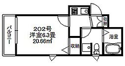 セルカリーオ 1Kの間取図画像