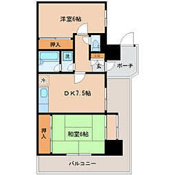 ロイヤルヒルズ上杉 2DKの間取図画像
