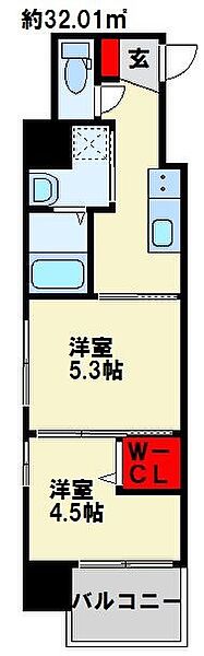 ラ・フェリス下到津 1106｜福岡県北九州市小倉北区下到津２丁目(賃貸マンション2K・11階・32.01㎡)の写真 その2