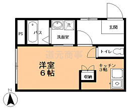 秀ハイツ ワンルームの間取図画像