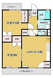 松代レジデンス1 2LDKの間取図画像