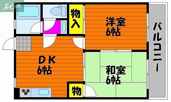 岡山県岡山市南区当新田(賃貸マンション2DK・2階・41.00㎡)の写真 その2