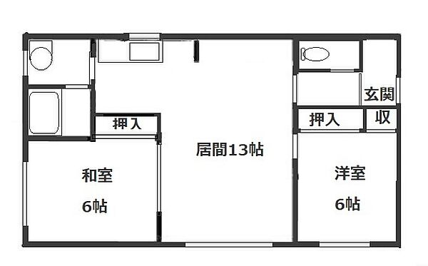 西尾マンションF 102｜北海道札幌市南区澄川六条７丁目(賃貸アパート2LDK・1階・56.10㎡)の写真 その2