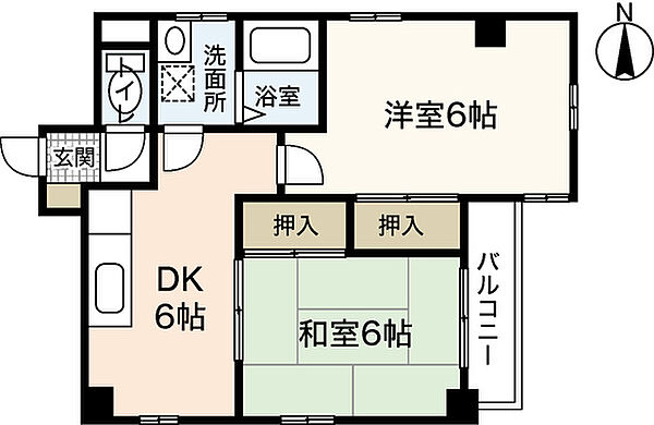 ウィング大手町 ｜広島県広島市中区大手町4丁目(賃貸マンション2DK・4階・45.00㎡)の写真 その2