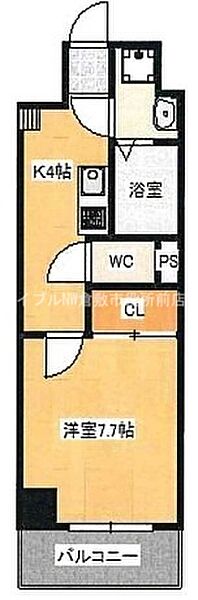 Bella casa South（ベラ　カーサ　サウス） ｜岡山県倉敷市老松町3丁目(賃貸マンション1K・7階・27.05㎡)の写真 その2